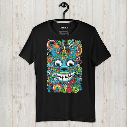 black Fandango Frenzy Unisex t-shirt on a hanger