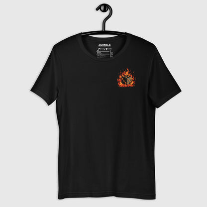 front of Flaming Gambit Unisex t-shirt displayed on a hanger