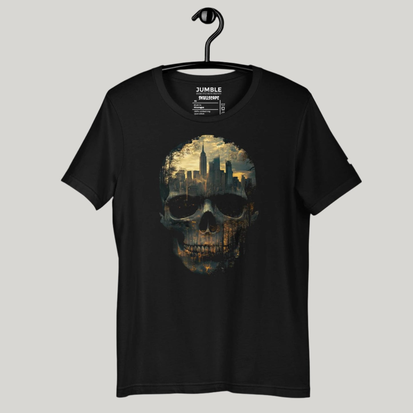 Skullscape Unisex t-shirt on a hanger