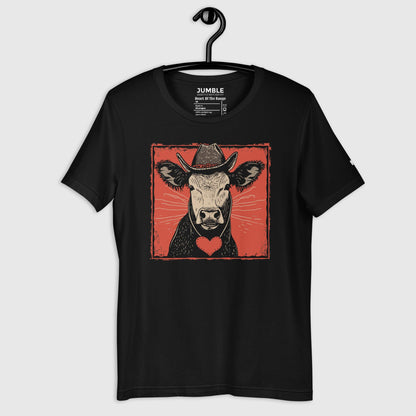 black Heart Of The Range Unisex t-shirt on a hanger