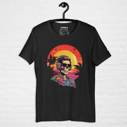 Groovin' to the Bone Unisex t-shirt displayed on hanger