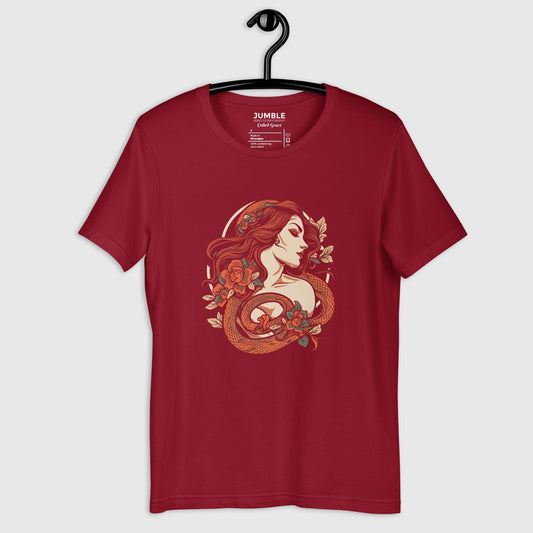 cardinal Coiled Grace Unisex t-shirt on hanger