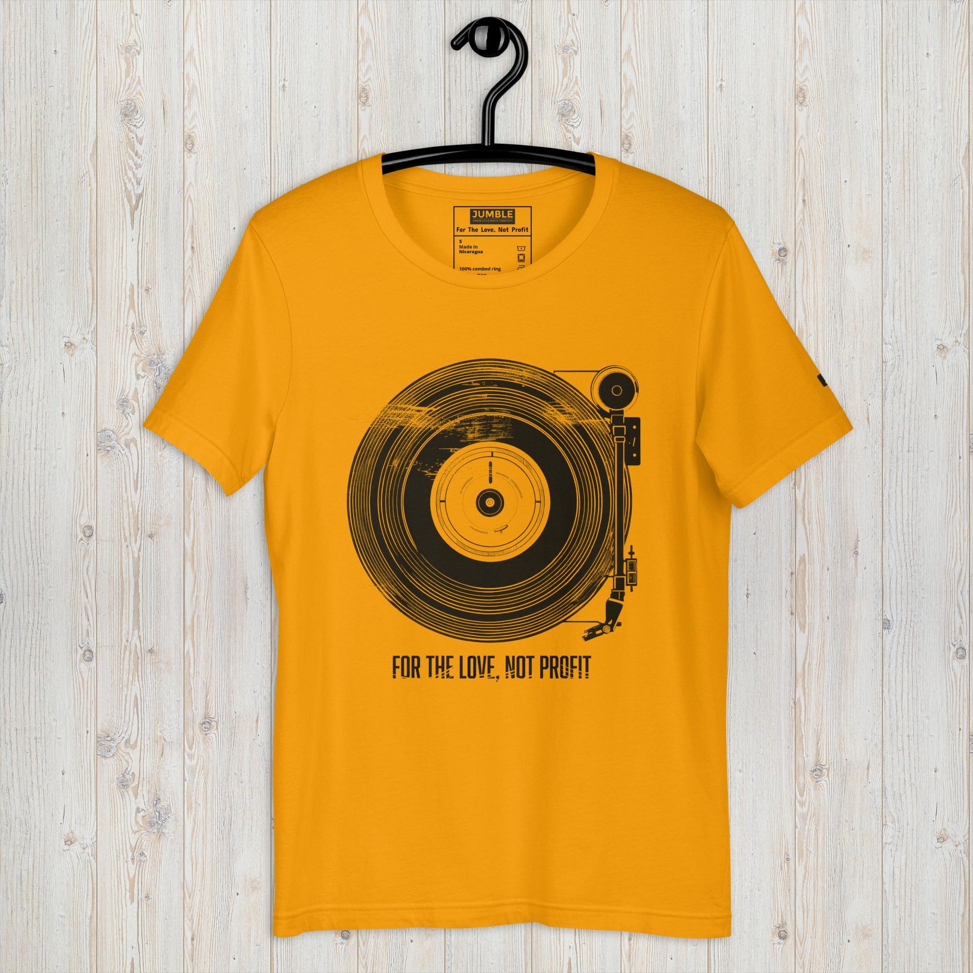 For The Love Unisex t-shirt- gold- on hanger
