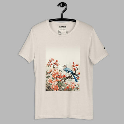 Timeless Impression Unisex t-shirt, heather dust. Displayed on hanger