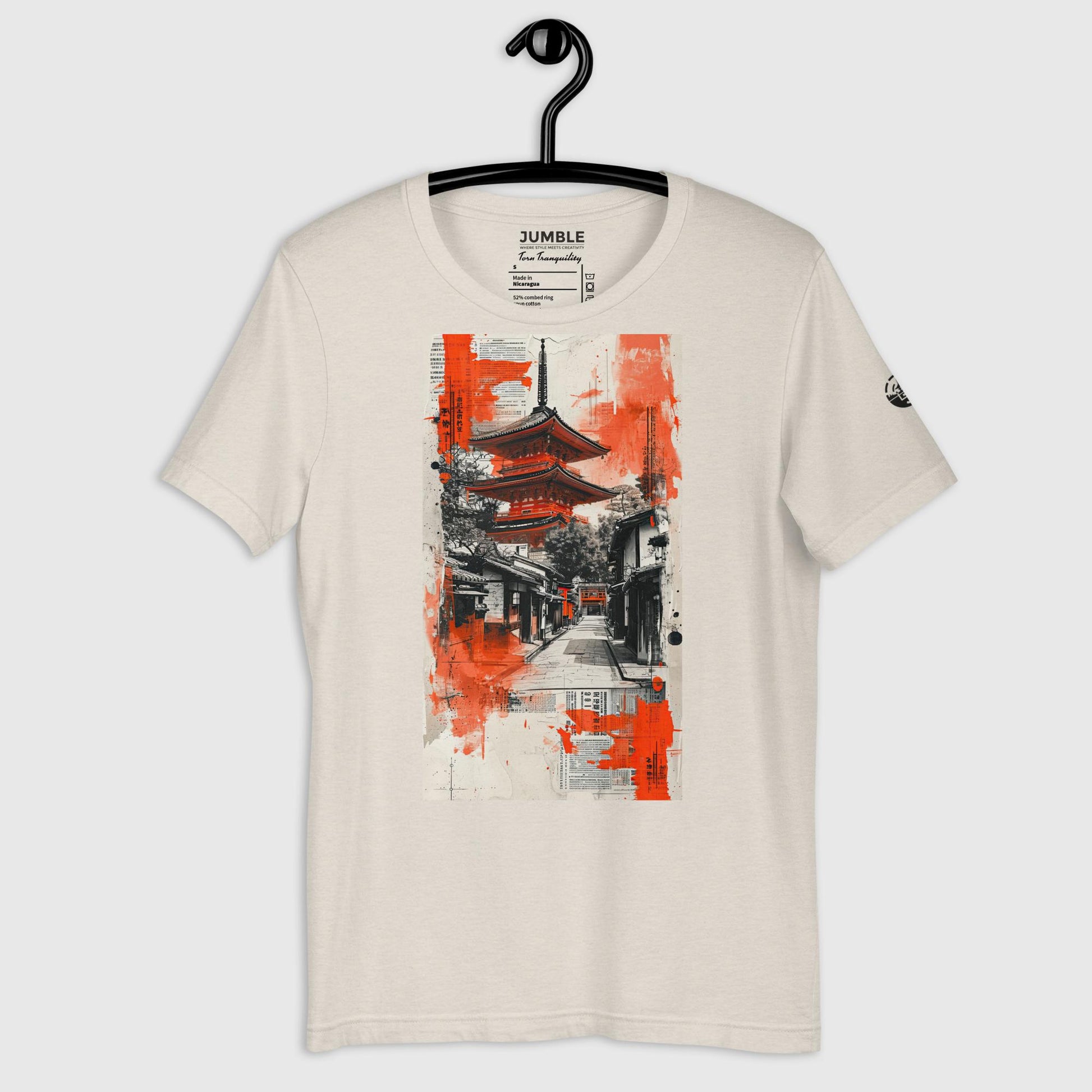 Torn Tranquility Unisex T-Shirt on a hanger