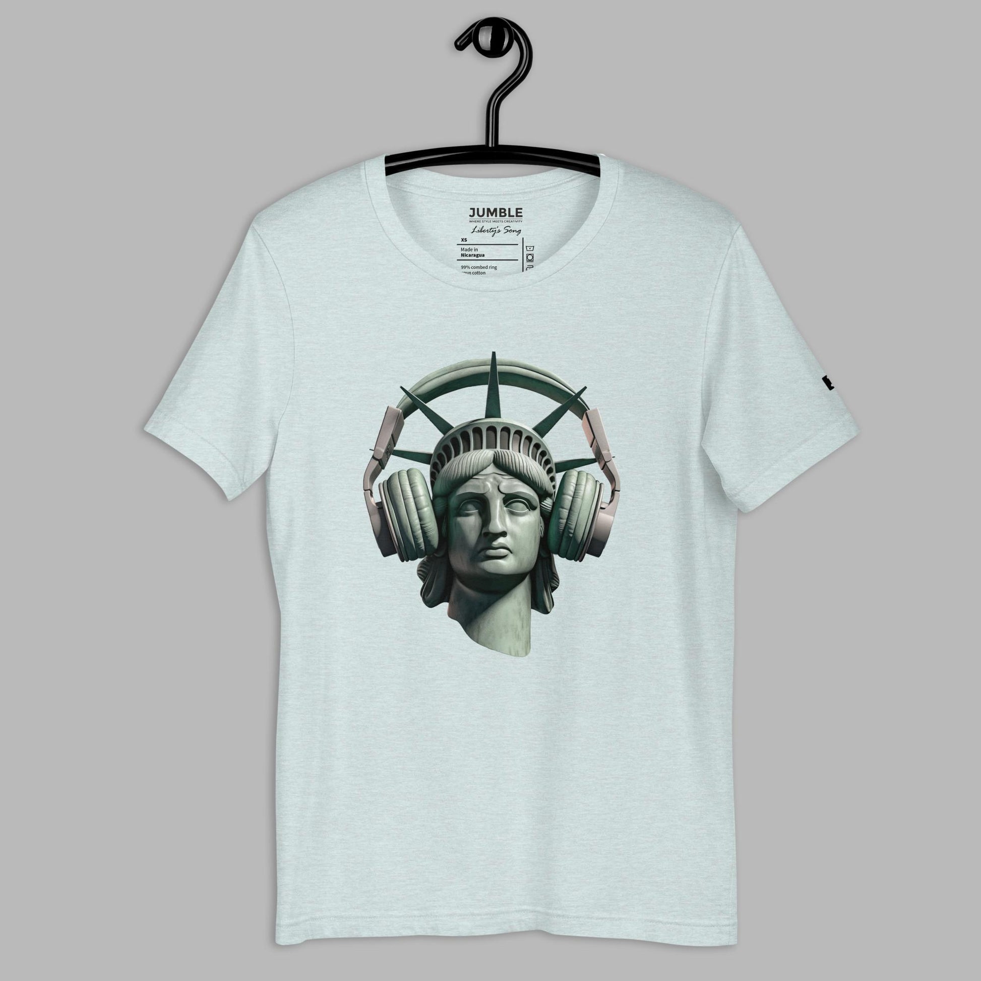 Liberty's Song Unisex t-shirt displayed on hanger