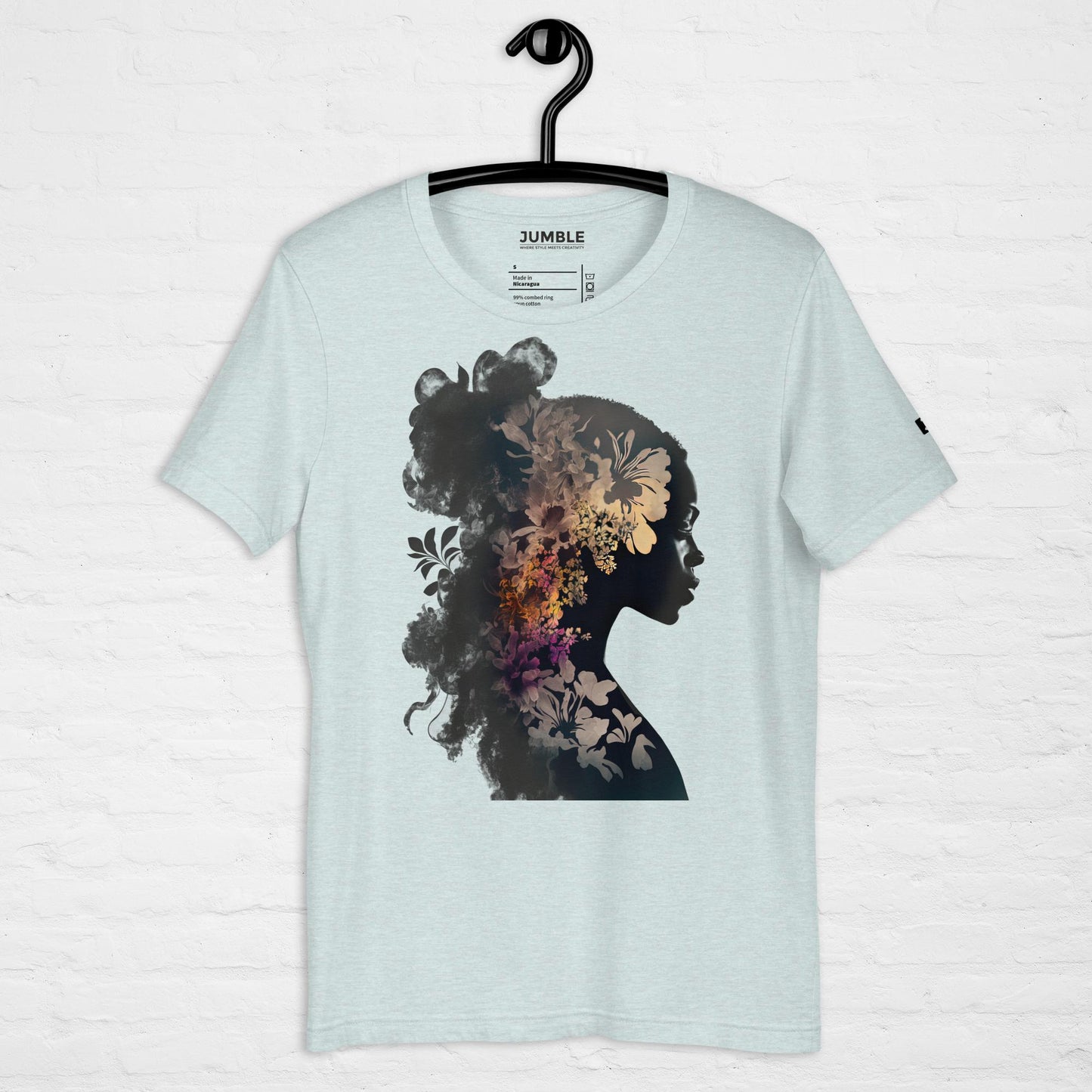 heather prism ice blue Smoke Dreams Unisex t-shirt displayed on a hanger
