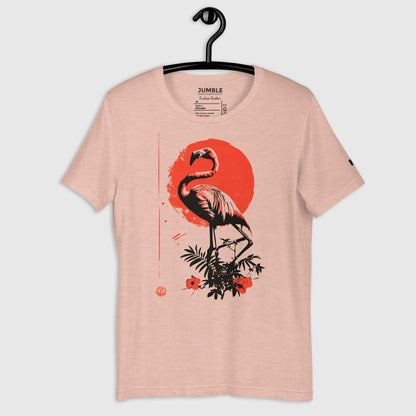 heather prism peach Fuchsia Feather Unisex t-shirt on hanger