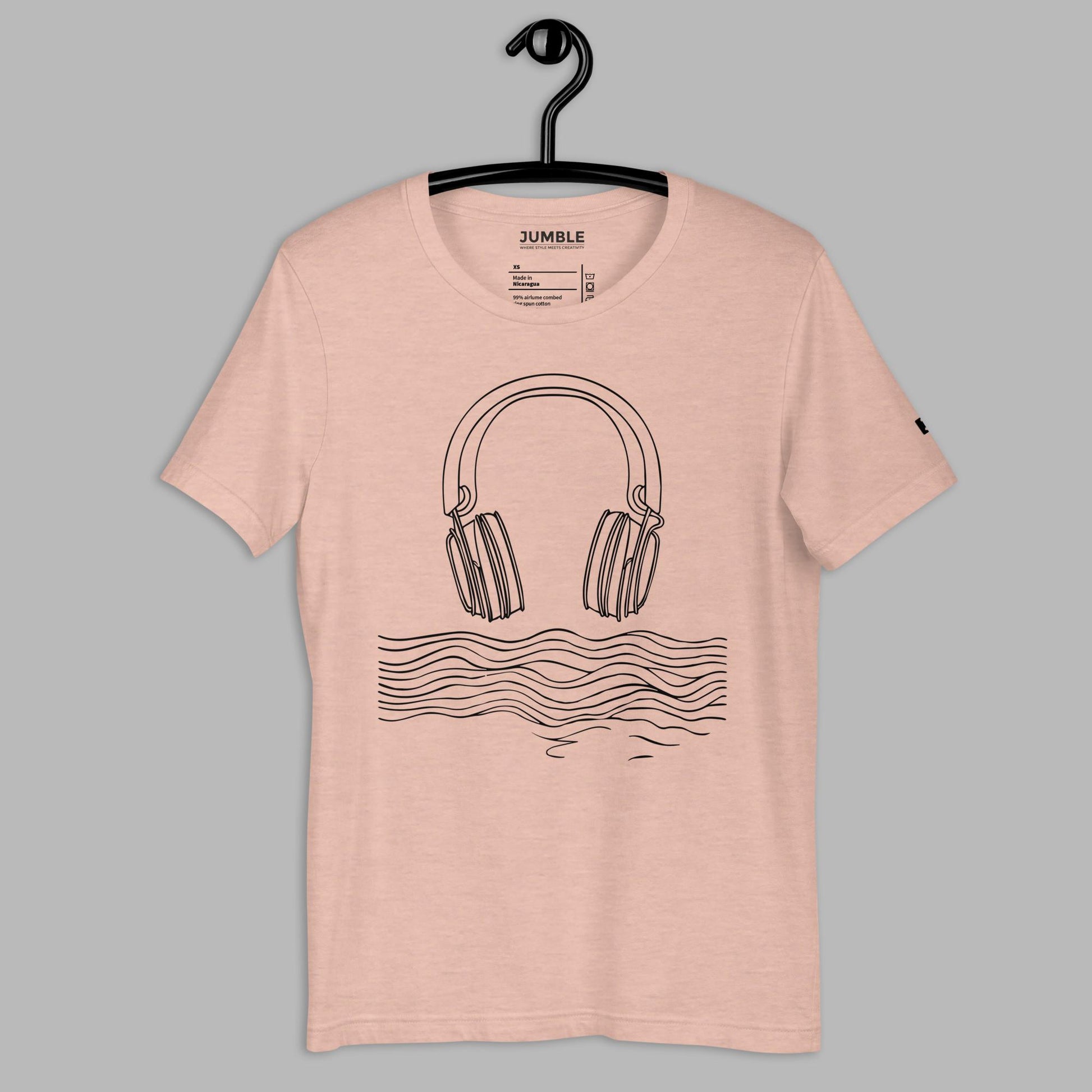 heather prism peach Tidal Beat Unisex t-shirt on a hanger