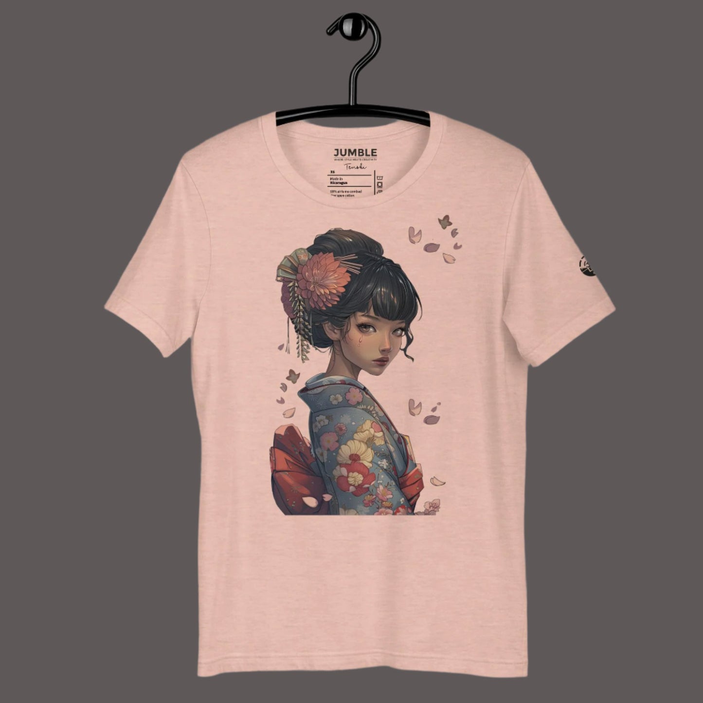 peach  Tenshi (天使) Unisex t-shirt on a hanger