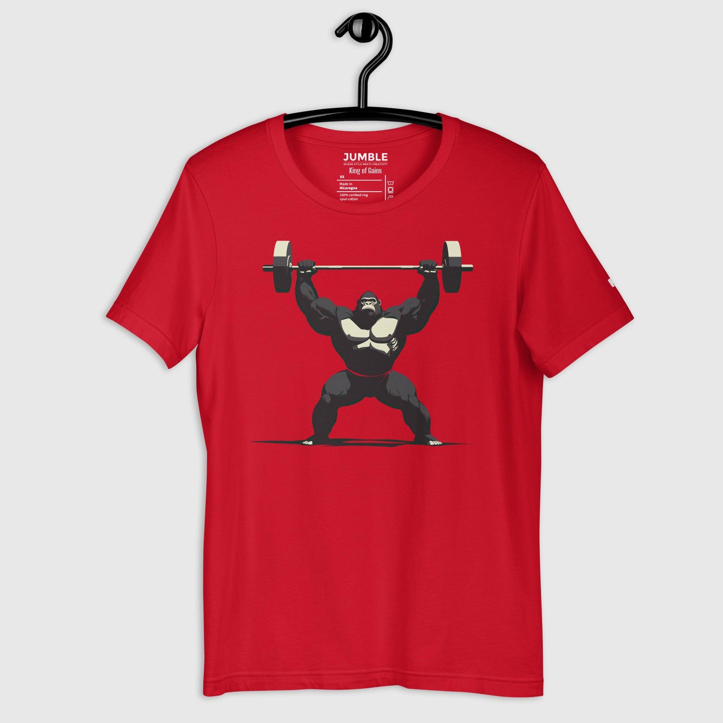 King of Gains Unisex t-shirt on a hanger