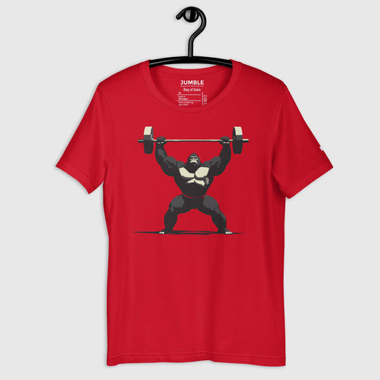 King of Gains Unisex t-shirt on a hanger