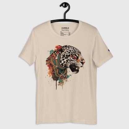 soft cream Mayan Wildcat Unisex t-shirt on a hanger