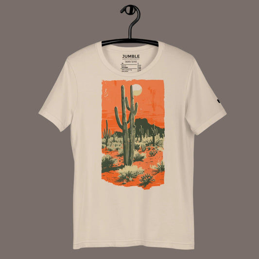 soft cream Saguaro Silence Unisex t-shirt on a hanger