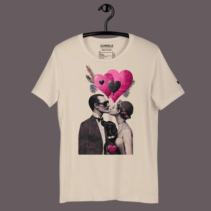 soft cream Heartstrings Unisex t-shirt on a hanger