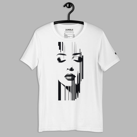 Contemporary Symmetry Unisex t-shirt displayed on a hanger