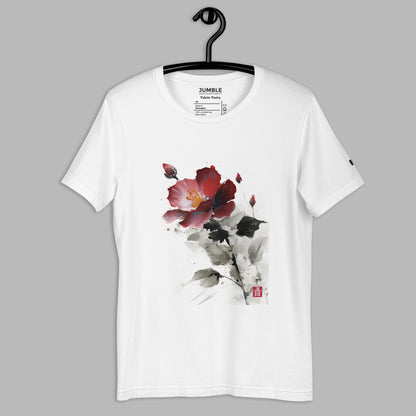 Palette Poetry Unisex t-shirt, in white. On a hanger