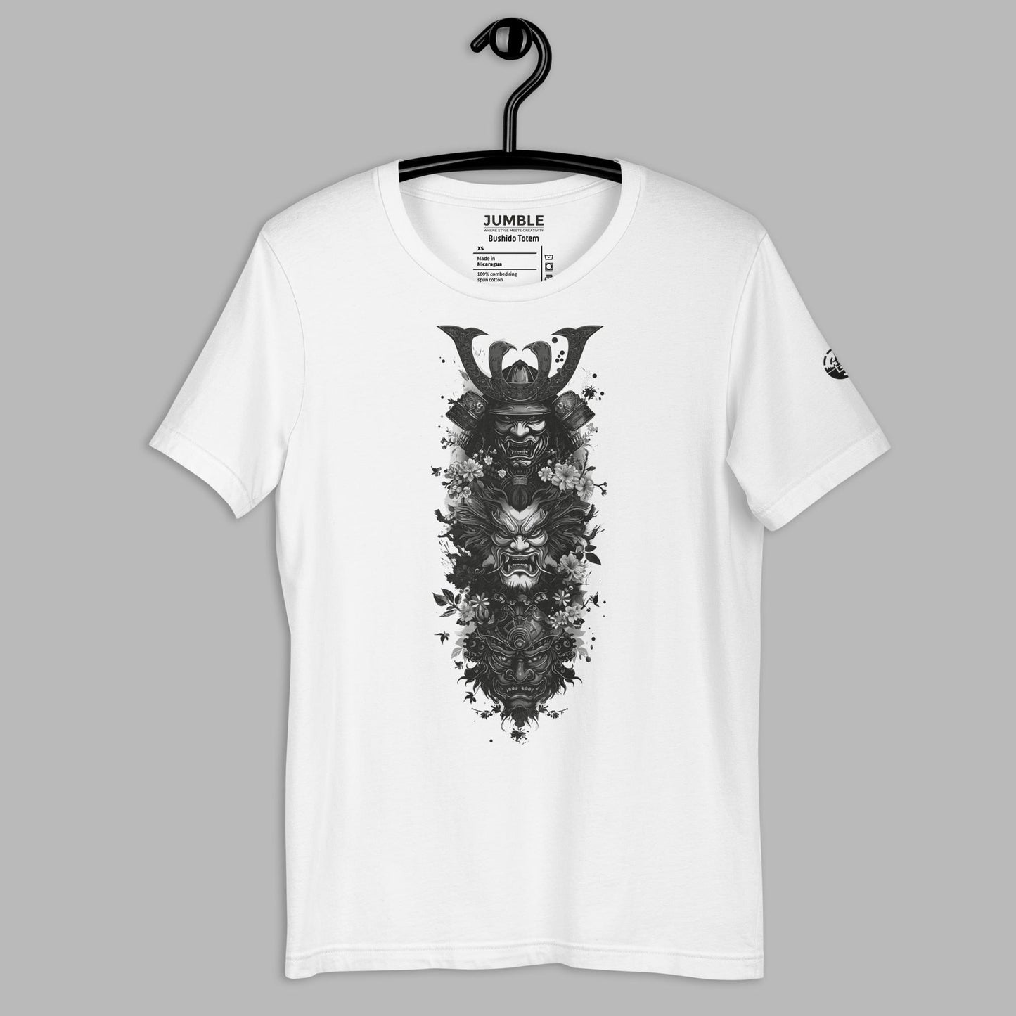 white Bushido Totem Unisex t-shirt displayed on a hanger
