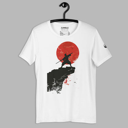 white Kata Sun Unisex t-shirt displayed on a hanger