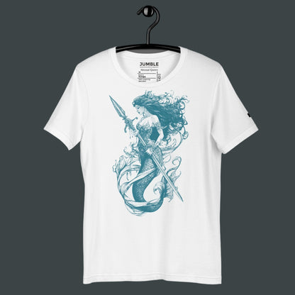 white Abyssal Queen Unisex t-shirt on a hanger