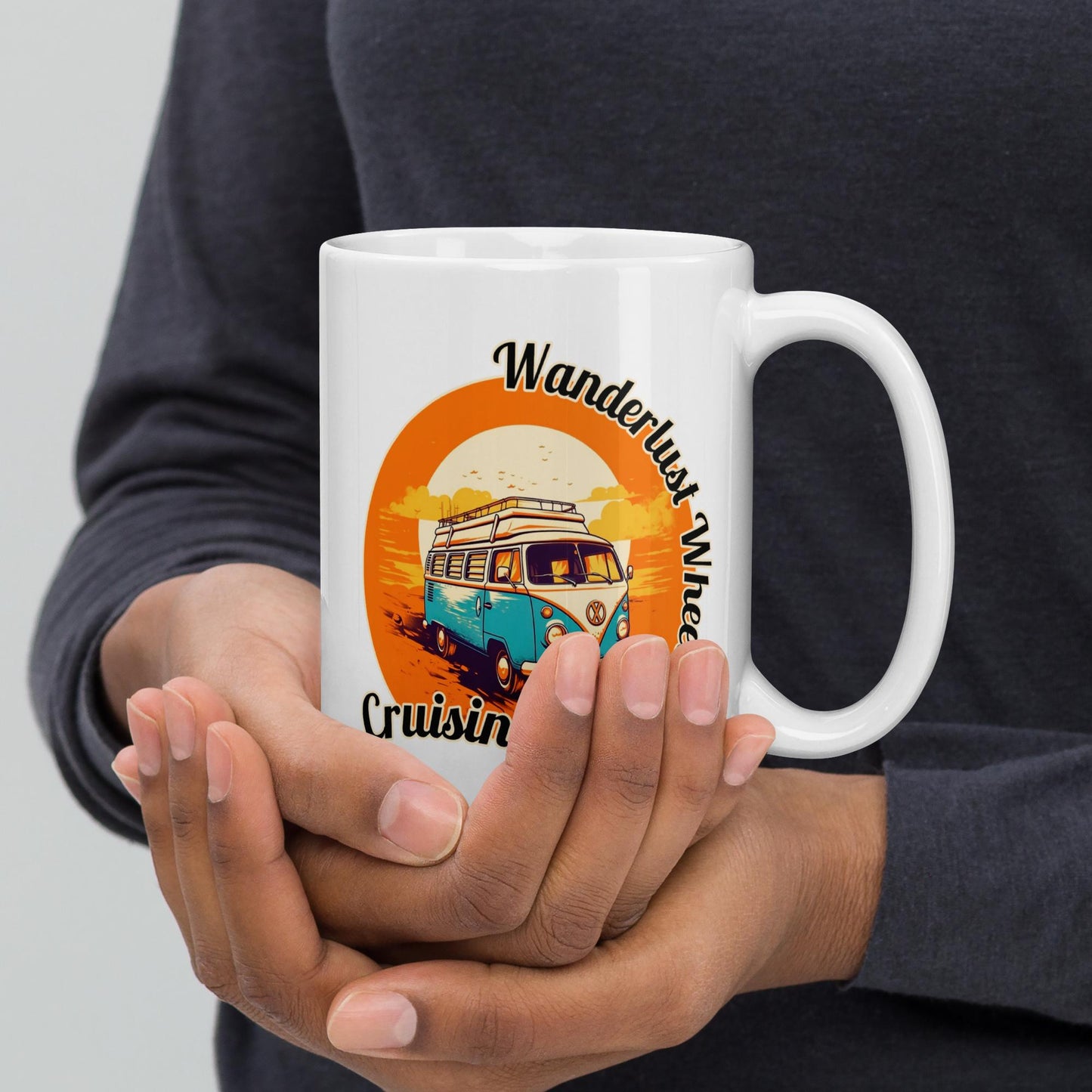 Wanderlust Wheels glossy mug
