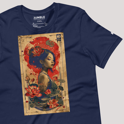 wrinkled navy Lotus Unisex t-shirt