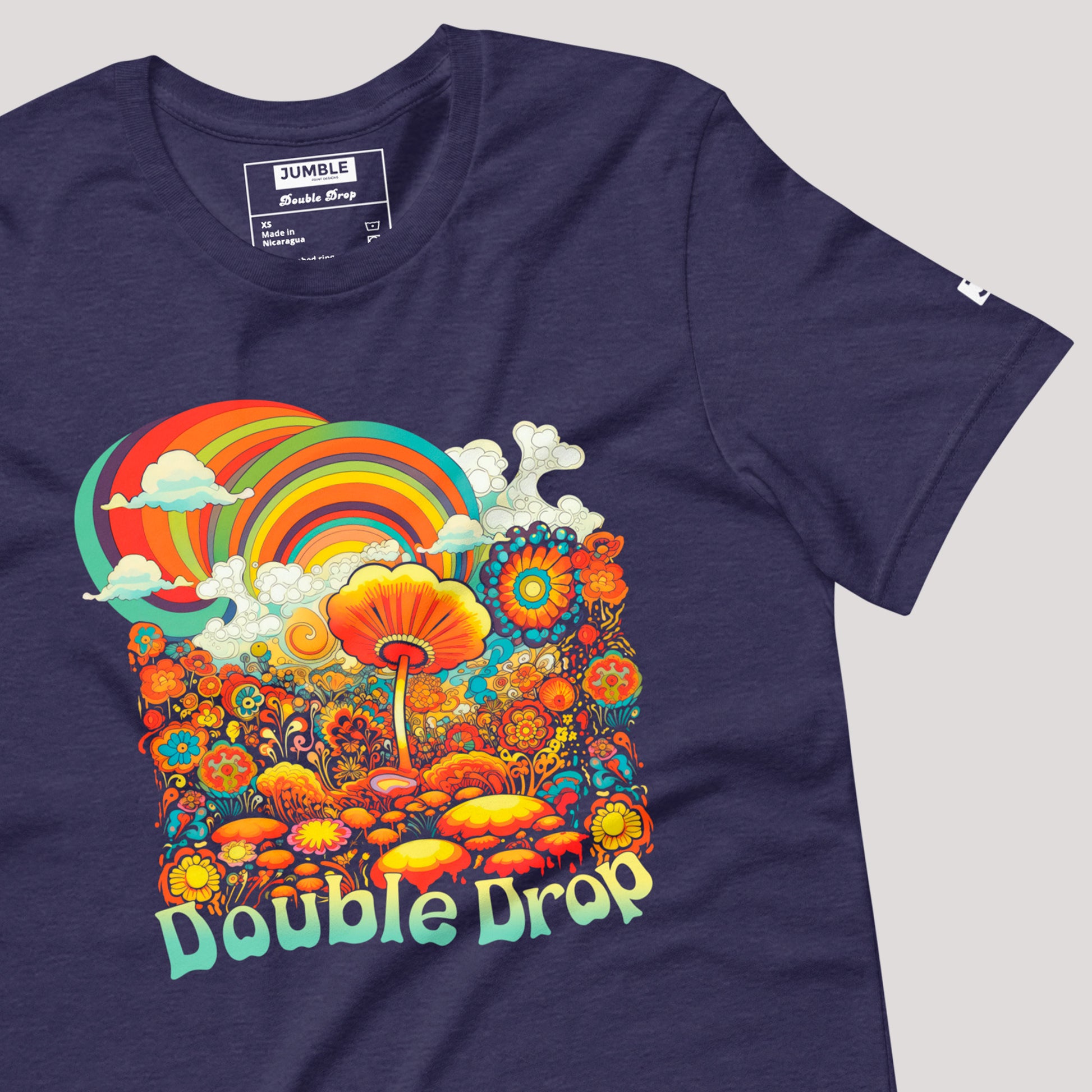 wrinkled Double Drop Unisex t-shirt- in midnight navy
